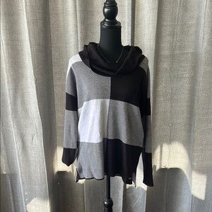 Calvin Klein Black and Gray Turtleneck Sweater